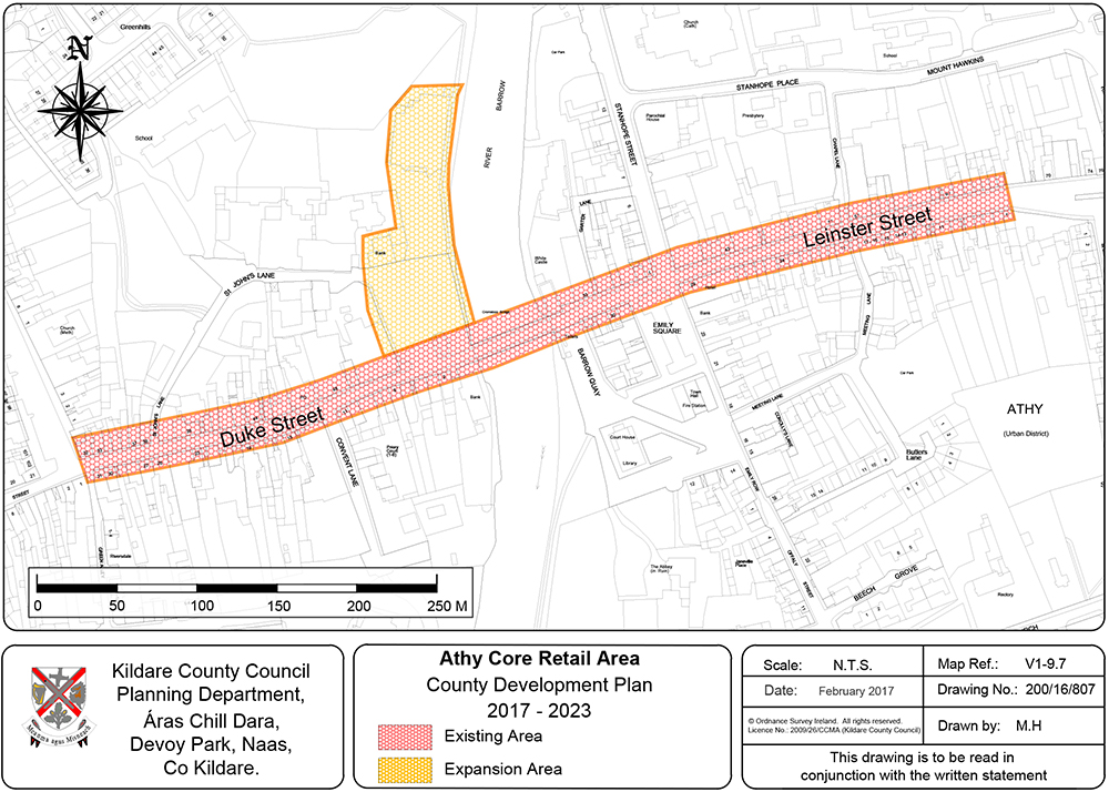 Map of Athy Core Retail Area